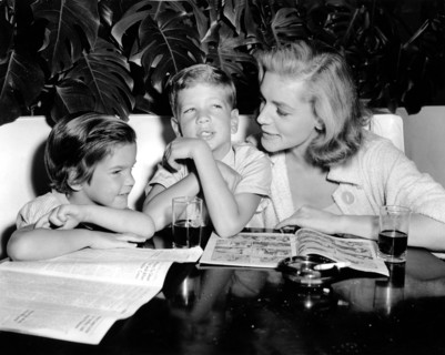 Lauren BACALL with her children Stephen and Leslie