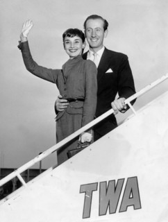 Audrey HEPBURN with her fiancé James HANSON, 1952