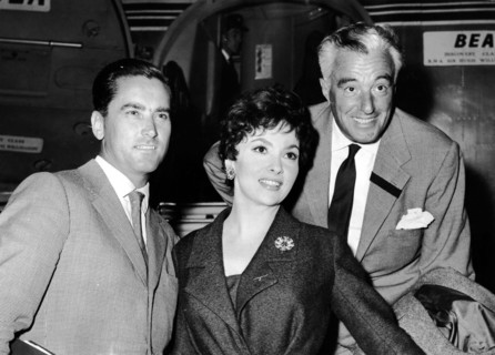 Gina LOLLOBRIGIDA with her husband and Vittorio DE SICA, 1957