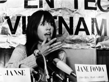 Jane FONDA at the Vietnam manifestation in Delft, 1975