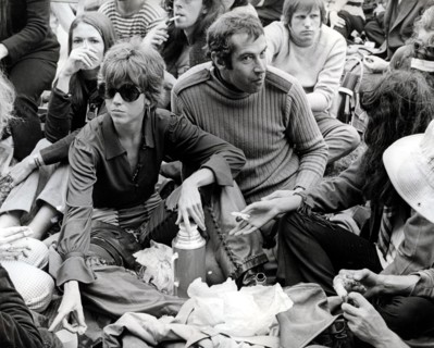 Jane FONDA and husband Roger VADIM at the 'Isle of Wight Festival' 1969