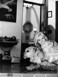 Kim NOVAK with her two dogs 'Warlock' and 'Chili'