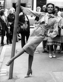 Cyd CHARISSE poses in front of the London Palladium, London 1977