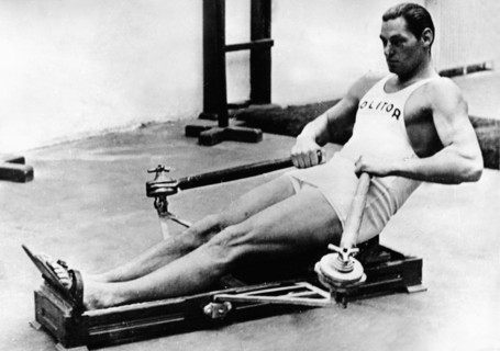 Johnny WEISSMÜLLER during rowing training