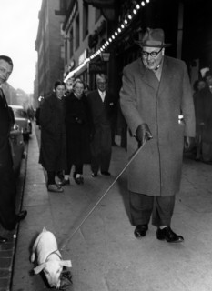Heinz ERHARDT with pigs on the Jungfernstieg, Hamburg