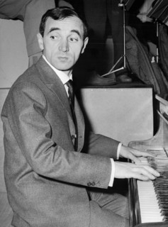Charles AZNAVOUR playing piano, ca. 1965