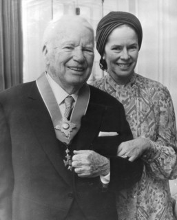 Sir Charlie CHAPLIN and Oona CHAPLIN, London 1975