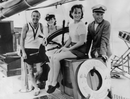 Charlie CHAPLIN, Franklin ARDELL, Norma SHEARER and Paulette GODDARD, 1934