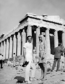 Charles AZNAVOUR with his wife on the Acropolis, Athens 1967