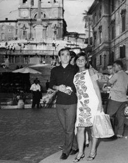 Charles AZNAVOUR with his daughter Patricia, Rome 1963