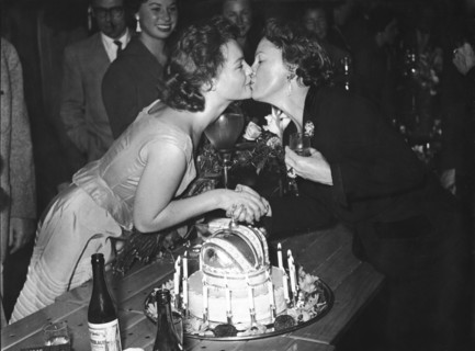 Romy and Magda SCHNEIDER at Romy's birthday party, 1955