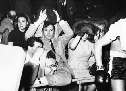 Marcello MASTROIANNI at a boxing match, Rome 1964