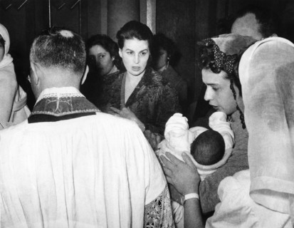 Baptism of Silvana MANGANO's son Federico, 1955