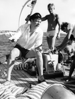 Yves MONTAND on a sailing yacht in 1965