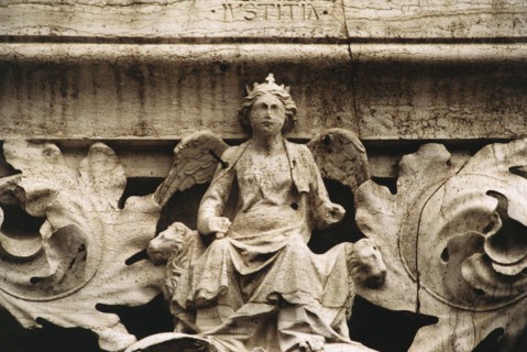 The Ducal Palace in Venice: detail of a sculpted cornice.