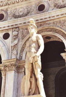 The Ducal Palace in Venice: Mars Statue in the yard.