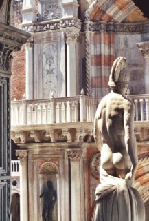 The Ducal Palace in Venice: Mars Statue from behind.