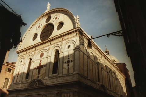 Front of the Church of St. Mary of the Miracles in Venice.