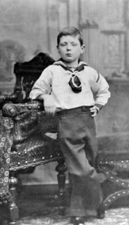 Winston Churchill in 1881 in his sailor's suit  aged eight. Studio portrait taken in Dublin