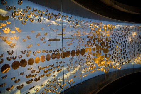 Gold artifacts at the Gold Museum in Bogota, Colombia