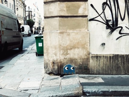 PacMan mosaic by Invader street artist In Paris