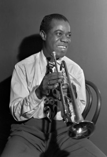 The jazz musician Louis Armstrong at the Aquarium Club, New York City, NY, c. 1946. Photo by William P Gottlieb
