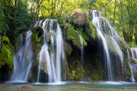 Beautiful waterfalls "cascades des tufs" near Arbois in the Franche ComtÃ© area in France