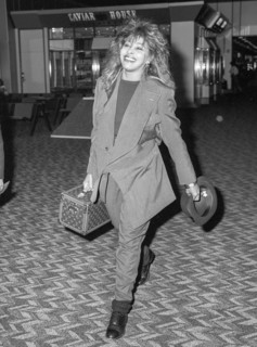 Rock and roll singer and musician Tina Turner leaving London's Heathrow Airport in November 1988.
