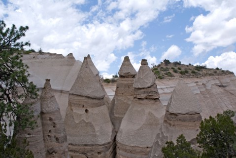 A group of 6 tent rocks at at the Kasha-Katuwe Tent Rocks National Monument