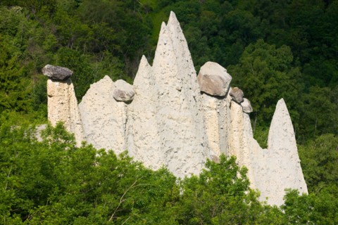 Euseigne, earth pyramids, Switzerland, Europe, canton Valais, nature reserve Val d'Hérens, natural monument, earth pillar, cliff