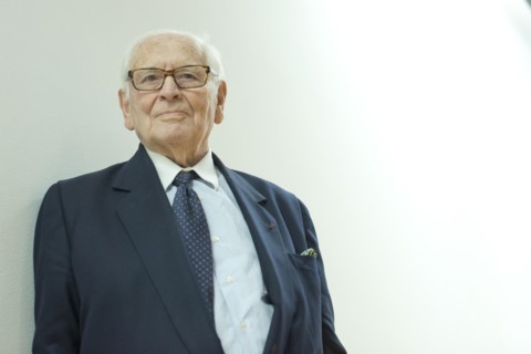 Madrid, Spain. 7th Apr, 2014. The fashion designer Pierre Cardin attends a conference at the French Institute of Madrid under the title 'The stage production of Pierre Cardin'. (Photo by Oscar Gonzale...