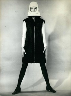 Sep. 09, 1966 - Paris Fashions: Photo shows Black Breitschwanz Astrakhan coat designed by famous French Couturier Pierre Cardin.