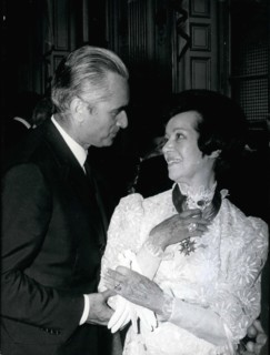 Jul. 20, 1971 - Opera singer Lily Pons received the National Order of Merit Cross yesterday during a reception held at the Matignon Hotel. Jacques Chaban-Delmas presented the award. He is seen here co...