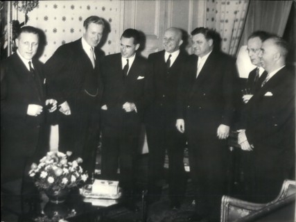 Feb. 26, 2012 - NATO's Defence Ministers in Paris. M. Chaban-Delmas, the French Defence Minister, invited to dinner his NATO colleagues who took part in the meeting held in Paris yesterday. From left ...