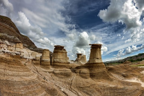 Iconic Hoodoos of Drumheller, Albera badlands.