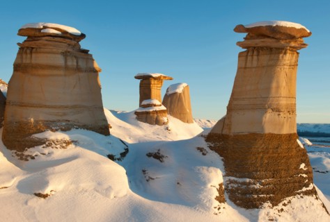 Drumheller Hoodoos, striking eroded badlands of Cretaceous sediments in area famous for dinosaur fossils, Drumheller, Alberta