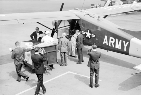 The Alabama National Guard prepares to fly polio vaccine from Birmingham to Haleyvilled during the epidemic of 1963, 1963. In the early 1950's, there were more than 20, 000 cases of polio each year. A...