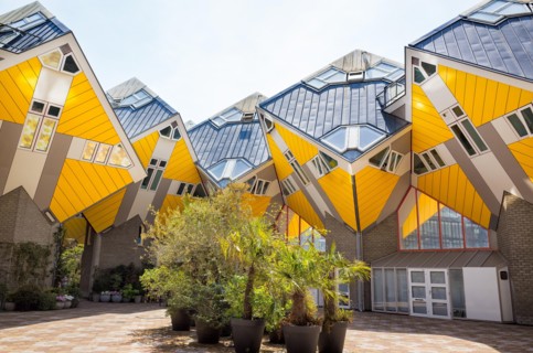 Cube houses (kubuswoningen) by architect Piet Blom in center of Rotterdam, Netherlands