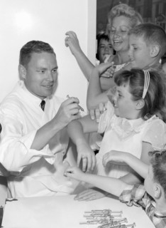 The new polio vaccine is given in Southern California,  ca. 1960.
