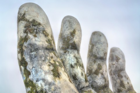 Giant hand supporting the Golden Bridge in Vietnam