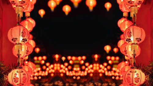 Chinese new year lanterns in china town.