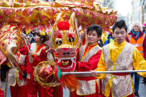 Celebrations for Chinese New Year in London to mark the Year of the Goat or Sheep 2015