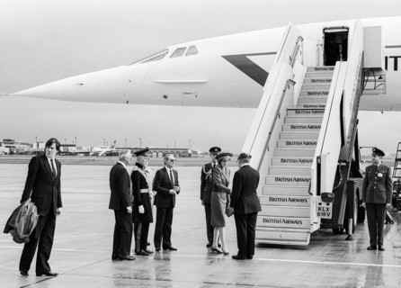 The  Princess of Wales leaving Heathrow by Concorde to Vienna in April 1986.