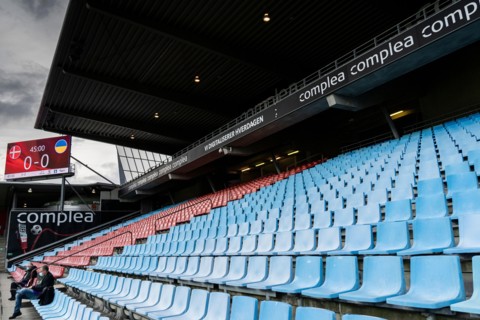 Aalborg, Denmark. 04th Sep, 2020. Because of COVID restrictions there are no fans on the stadium for the U21 qualifier match between Denmark and Ukraine at Aalborg Portland Park in Aalborg. (Photo Cre...