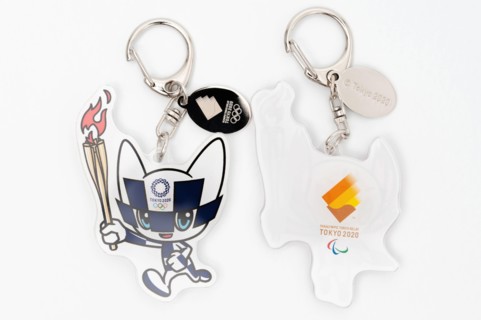 Tokyo, Japan - January 4, 2021: 2020 Tokyo Olympic Mascot Miraitowa (front) and Someity (back) keychain official licensed.