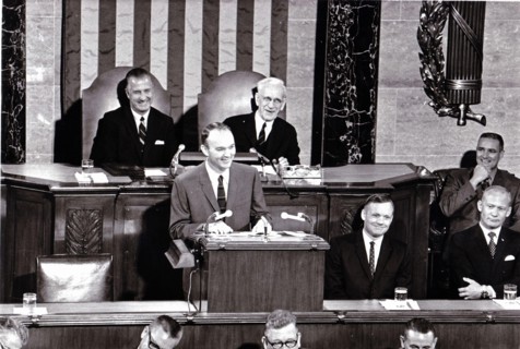 Washington, DC - (FILE) -- Apollo 11 Astronaut Michael L. Collins addresses a Joint Session of Congress on September 16, 1969. Astronauts (L-R) Neil Armstrong, and Edwin E. Aldrin, Jr. Congress honore...
