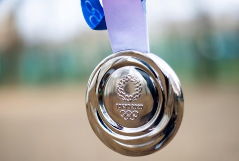 April 16, 2021 Tokyo, Japan. Silver medal at the XXXII Summer Olympic Games to be held in Tokyo.