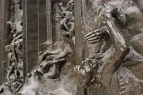 Paris, France. Musee Rodin in Rue de Varenne. Detail of The Gates Of Hell in the museum park