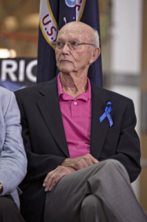 Apollo astronaut Michael Collins during a ceremony renaming the Operations Building for fellow astronaut Neil Armstrong July 21, 2014 in Cape Canaveral, Florida. The ceremony was part of NASA's 45th a...