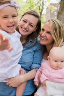 Portrait of Caucasian mothers and daughters